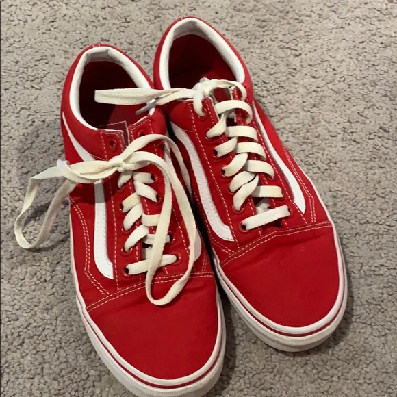 red lace up vans